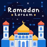 flat design ramadan kareem illustration with mosque vector