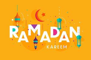 Ramadán kareem antecedentes ilustración en plano diseño vector