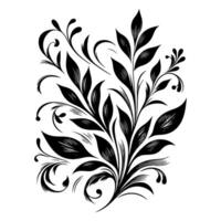 AI generated hand draw of beautiful floral ornament with leaves and abstract black lines monochrome Contour Flower. Floral Design Element vector