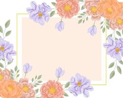 pastel naranja y púrpura Rosa flor frontera vector