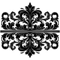 AI generated Hand drawn black line Vintage carved calligraphic Swirls, Badges. Corners Decorative Ornate Flourishes Elements border frame vector