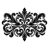 AI generated Hand drawn black line Vintage carved calligraphic Swirls, Badges. Corners Decorative Ornate Flourishes Elements border frame vector