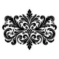 AI generated Hand drawn black line Vintage carved calligraphic Swirls, Badges. Corners Decorative Ornate Flourishes Elements border frame vector