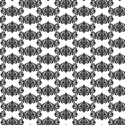 Damask Fabric textile seamless pattern Luxury decorative  Ornamental floral divider Black line vintage decoration element white Background. Curtain, carpet, wallpaper, clothing, wrapping, textile