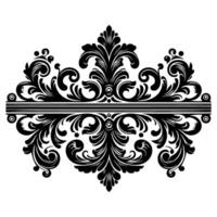 AI generated Hand drawn black line Vintage carved calligraphic Swirls, Badges. Corners Decorative Ornate Flourishes Elements border frame vector