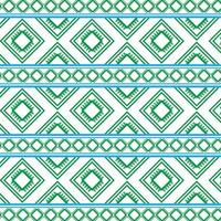 Tribal traditional fabric batik ethnic of ikat floral seamless pattern of green leaves Spring geometric repeating Vector Design on a white background