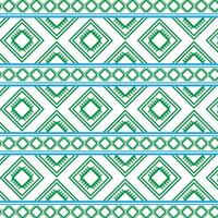 Tribal traditional fabric batik ethnic of ikat floral seamless pattern of green leaves Spring geometric repeating Vector Design on a white background