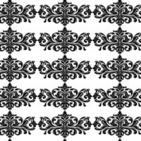 Damask Fabric textile seamless pattern Luxury decorative  Ornamental floral divider Black line vintage decoration element white Background. Curtain, carpet, wallpaper, clothing, wrapping, textile vector