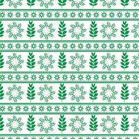 Tribal traditional fabric batik ethnic of ikat floral seamless pattern of green leaves Spring Blossom Vector Design on a white background