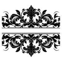 AI generated Hand drawn black line Vintage carved calligraphic Swirls, Badges. Corners Decorative Ornate Flourishes Elements border frame vector