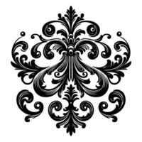 AI generated Hand drawn black line Vintage carved calligraphic Swirls, Badges. Corners Decorative Ornate Flourishes Elements border frame vector