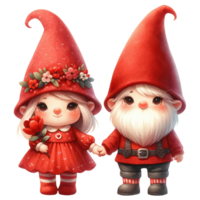 AI generated Watercolor Gnome couple express their love on Valentine's Day png