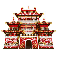 AI generated Traditional Chinese Pagoda Architecture Illustration isolated. png