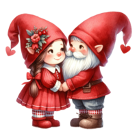ai généré aquarelle gnome couple Express leur l'amour sur la Saint-Valentin journée png