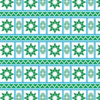 Tribal traditional fabric batik ethnic of ikat floral seamless pattern of green leaves Spring Blossom Vector Design on a white background, Curtain, carpet, wallpaper, clothing, wrapping, Batik, vector