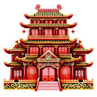 AI generated Traditional Chinese Pagoda Architecture Illustration isolated. png