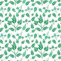 hand draw floral seamless pattern of green leaves Spring Blossom Vector Design on a white background