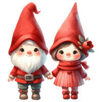 AI generated Watercolor Gnome couple express their love on Valentine's Day png