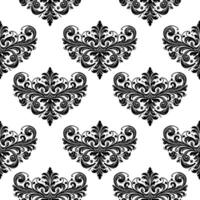 AI generated Damask Fabric textile seamless pattern Luxury decorative  Ornamental floral divider Black line vintage decoration element white Background vector