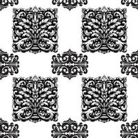 AI generated Damask Fabric textile seamless pattern Luxury decorative  Ornamental floral divider Black line vintage decoration element white Background vector