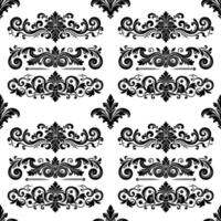 Damask Fabric textile seamless pattern Luxury decorative  Ornamental floral divider Black line vintage decoration element white Background. Curtain, carpet, wallpaper, clothing, wrapping, textile vector