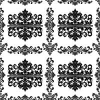 Damask Fabric textile seamless pattern Luxury decorative  Ornamental floral divider Black line vintage decoration element white Background. Curtain, carpet, wallpaper, clothing, wrapping, textile vector