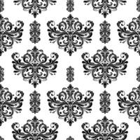 AI generated Damask Fabric textile seamless pattern Luxury decorative  Ornamental floral divider Black line vintage decoration element white Background vector