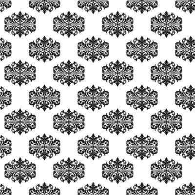 AI generated Damask Fabric textile seamless pattern Luxury decorative  Ornamental floral divider Black line vintage decoration element white Background