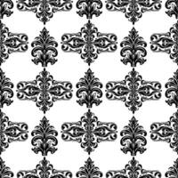 AI generated Damask Fabric textile seamless pattern Luxury decorative  Ornamental floral divider Black line vintage decoration element white Background vector