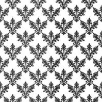 AI generated Damask Fabric textile seamless pattern Luxury decorative  Ornamental floral divider Black line vintage decoration element white Background vector