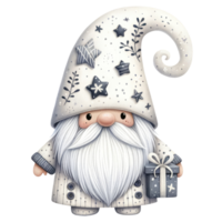 ai généré gnome dans blanc vêtements fête le Nouveau an. png