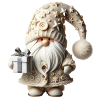 ai généré gnome dans blanc vêtements fête le Nouveau an. png