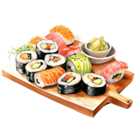 AI generated Sushi watercolor illustration png