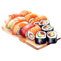 ai gegenereerd sushi waterverf illustratie png