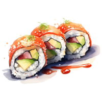 ai generado Sushi acuarela ilustración png