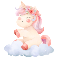 carino unicorno acquerello png