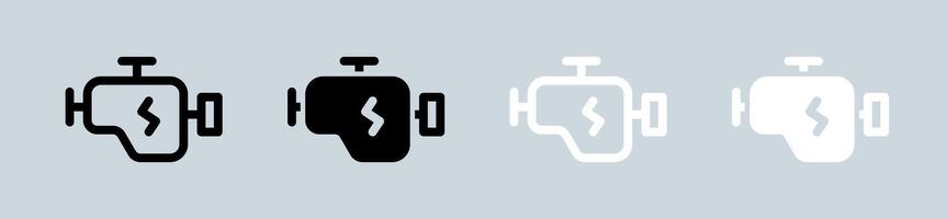 Engine icon set in black and white. Machine signs vector illustration.
