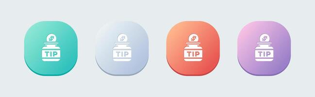 Tip jar solid icon in flat design style. Coin signs vector illustration.