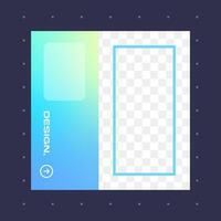 Colorful square gradient background. Social media frame vector illustration.