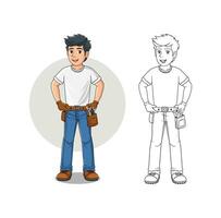 Technician Cartoon Character Design Illustration vector