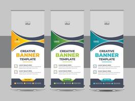 Roll up banner design template or Modern standee, flag banner, pull up design for print media. Abstract Roll Up Banner Stand Template vector