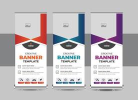 Roll up banner design template or Modern standee, flag banner, pull up design for print media. Business Roll-Up Banner Design Template with multiple Color vector