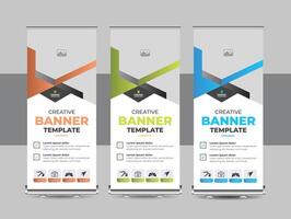 Roll up banner design template or Modern standee, flag banner, pull up design for print media. Modern vertical roll up banner vector