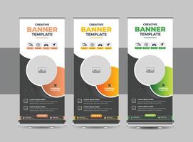 Roll up banner design template or Modern standee, flag banner, pull up design for print media. Business Roll Up Standee Banner Template vector