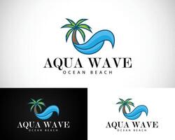 Wave beach logo creative nature design concept travel business vector