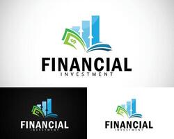 Finanzas logo diseño concepto educación mundo libro dinero negocio diseño concepto emblema vector