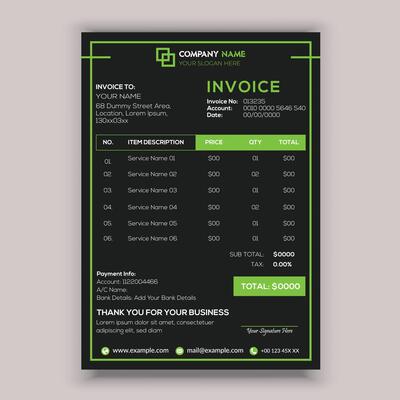 Professional Corporate Business Invoice Template Design, Elegant Business Stationery Design, Tax Form, Payment Bill.