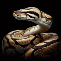 AI generated Snake, cobra, isolated on black background. Reptiles in nature. photo