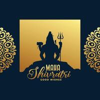 maha shivratri festival golden card with shiv shankar design vector