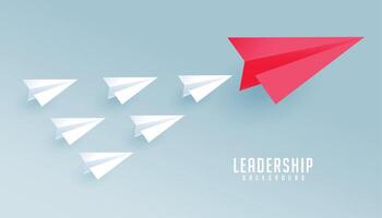 paper style red aircraft represent the journey to success of leader vector